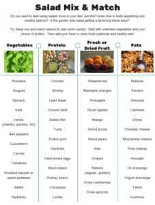 Free nutrition education handout about salad