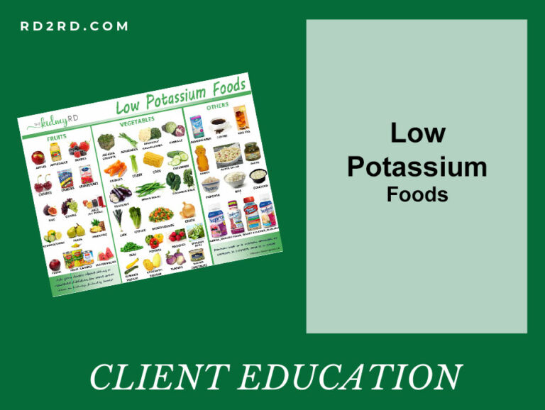 Low Potassium Handout Set for Renal and Kidney Disease Well Resourced