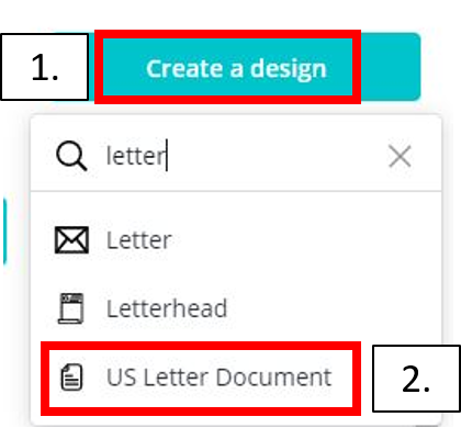 create a letter sized design in canva