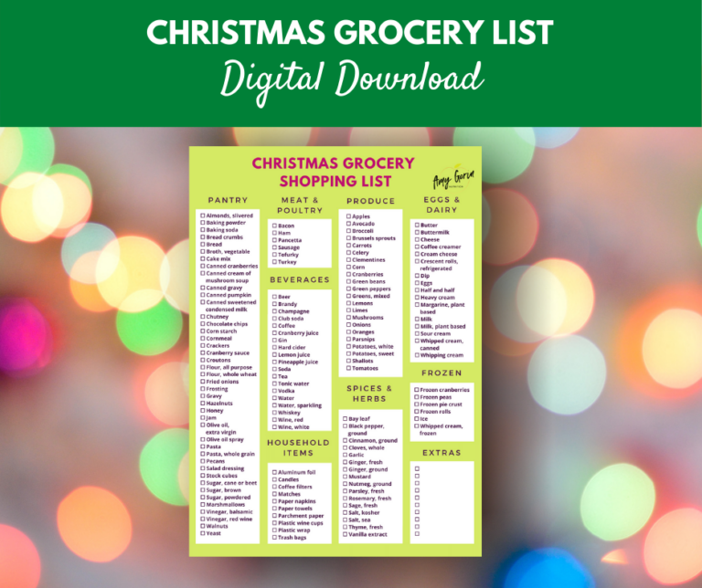Christmas Grocery List Download | Food Planner + To Do List Shopping List for Christmas Dinner ...
