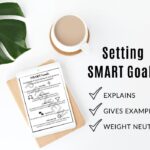 page image of goal setting handout on desk with coffee and leaf