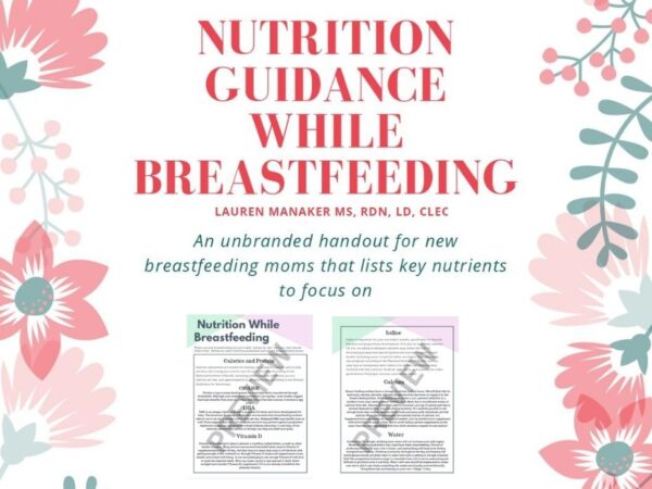 page previews of nutrition guidance while breastfeeding handout