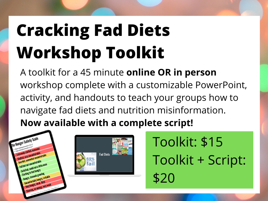 slide preview from cracking fad diets workshop