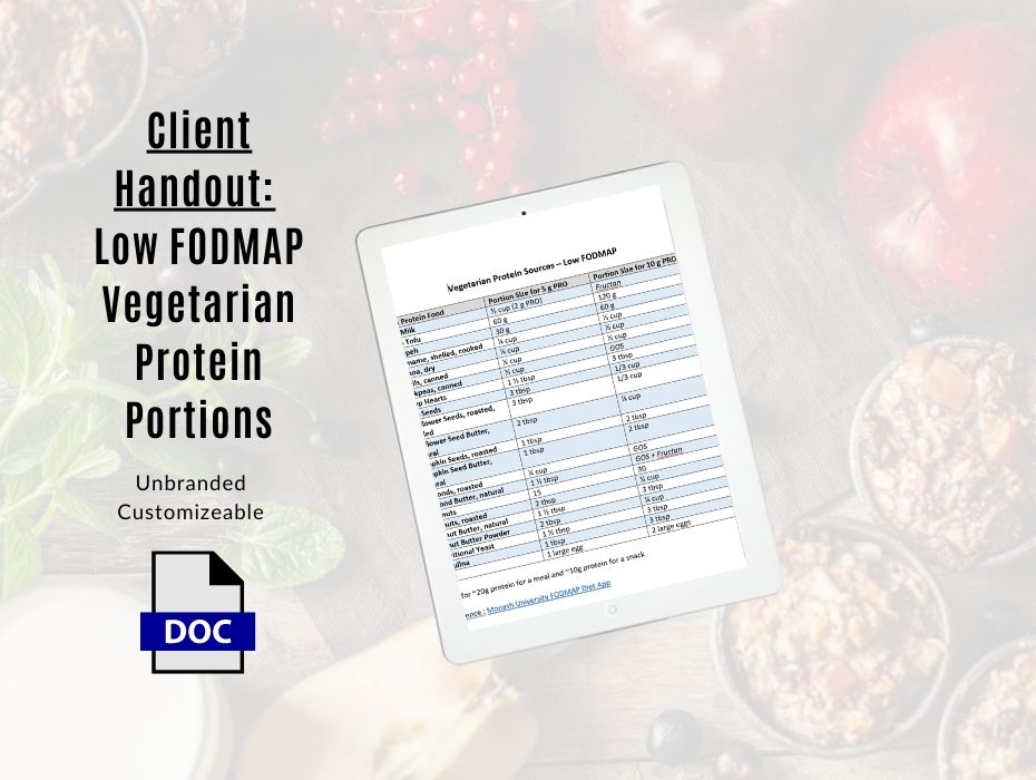 Client Handout Low FODMAP Vegetarian Protein List Well Resourced