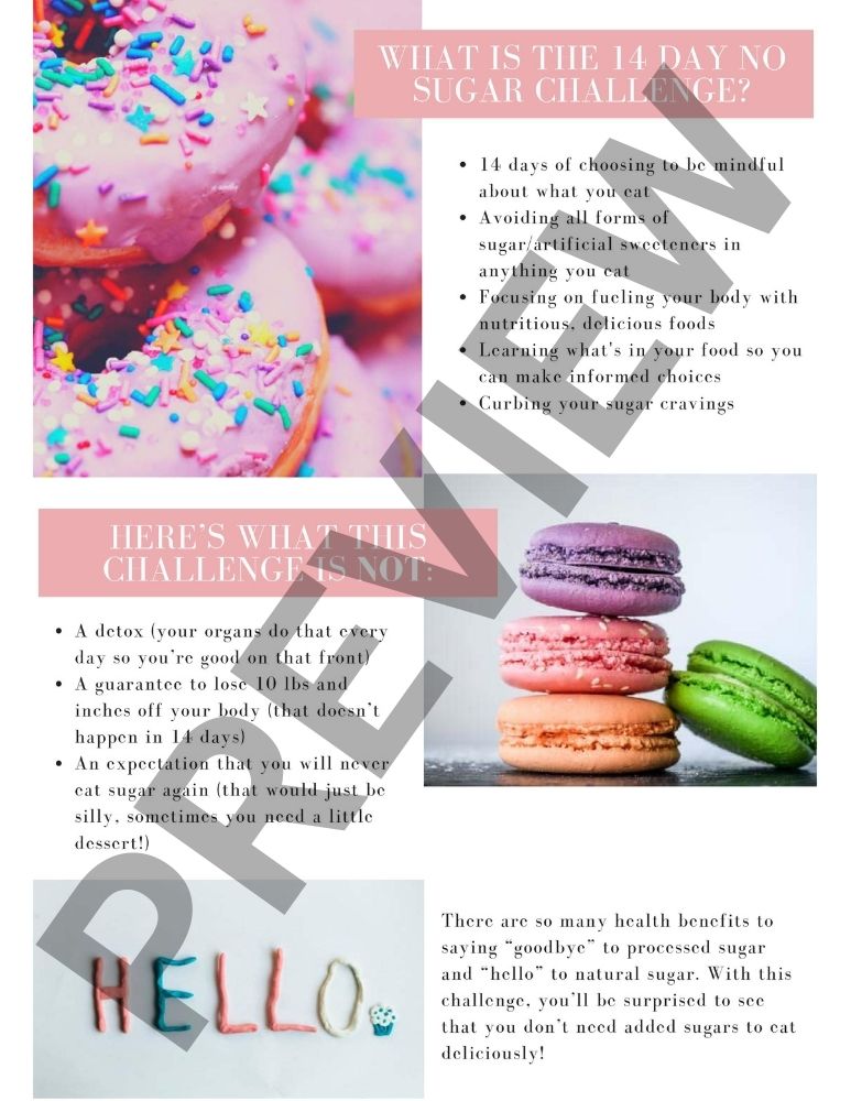 page preview of no added sugar challenge workbook