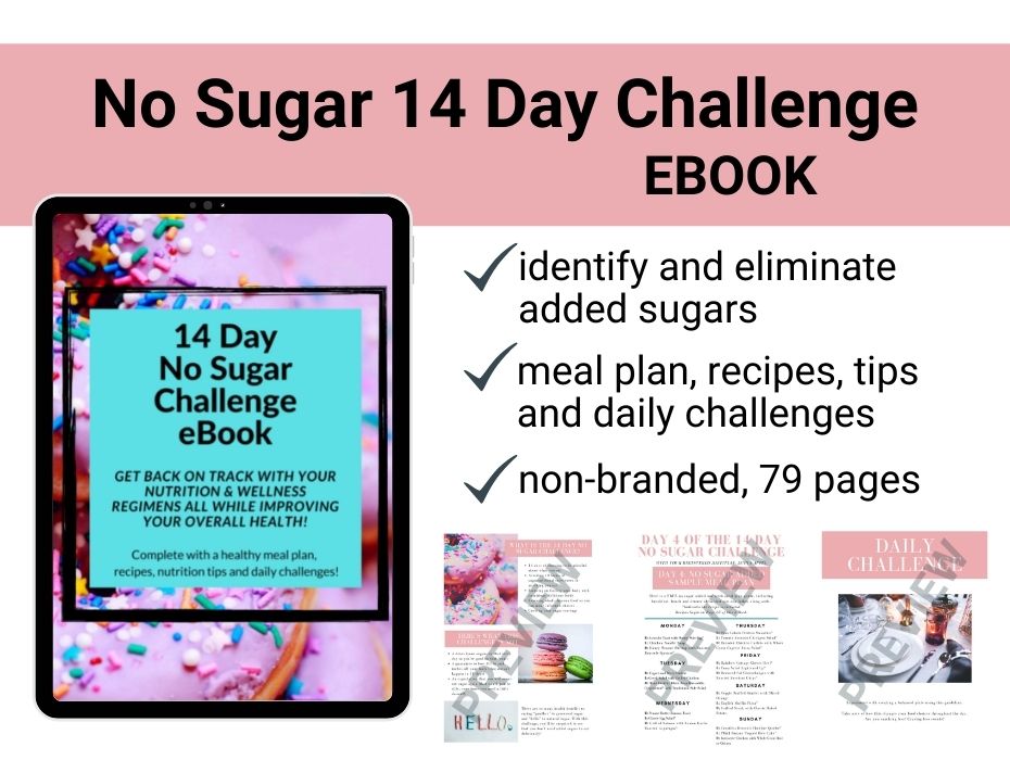 page preview of no sugar challenge workbook