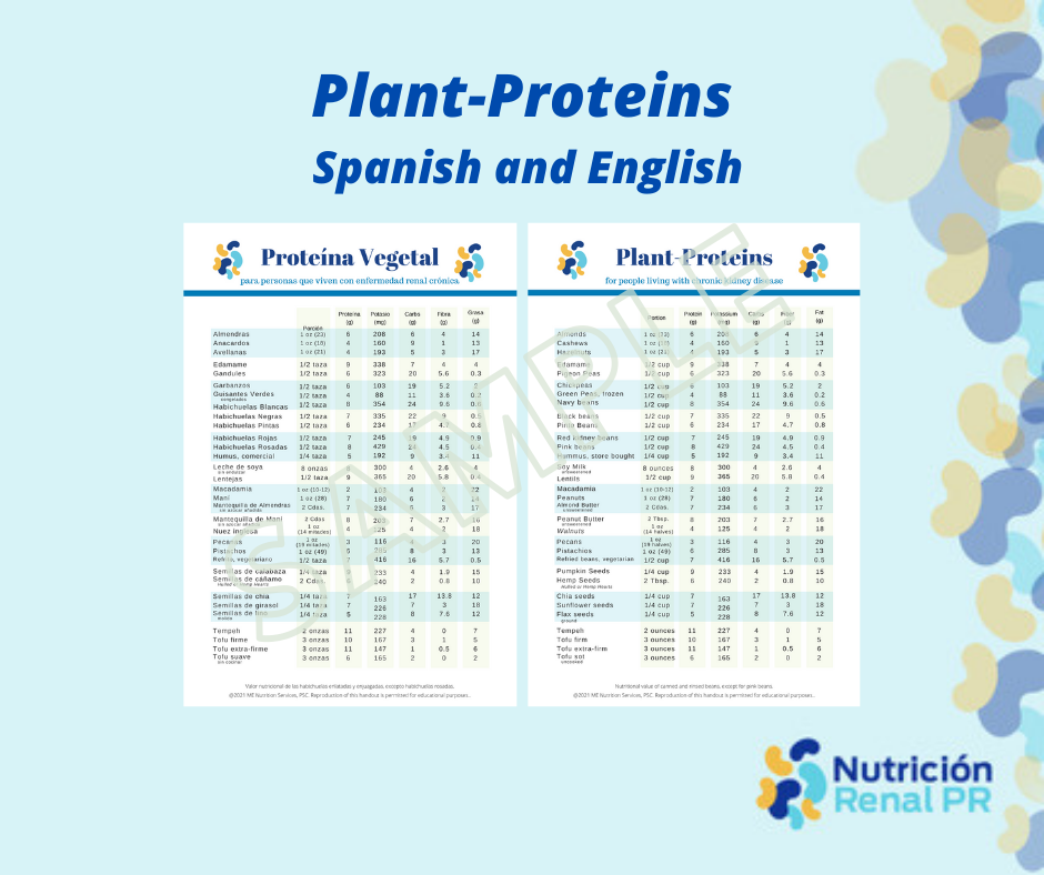 Plant Proteins for the Renal Diet Well Resourced Dietitian