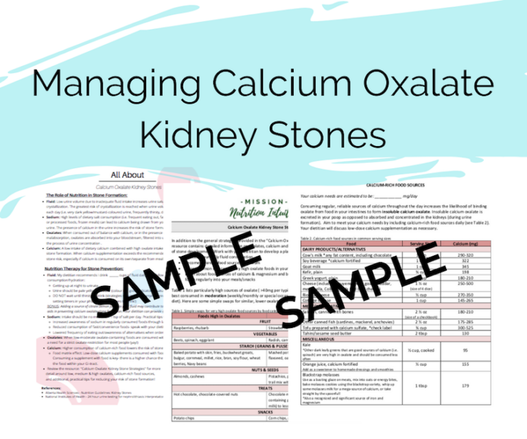 Managing Calcium Oxalate Kidney Stones - Well Resourced Dietitian