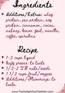 Ingredients list continued