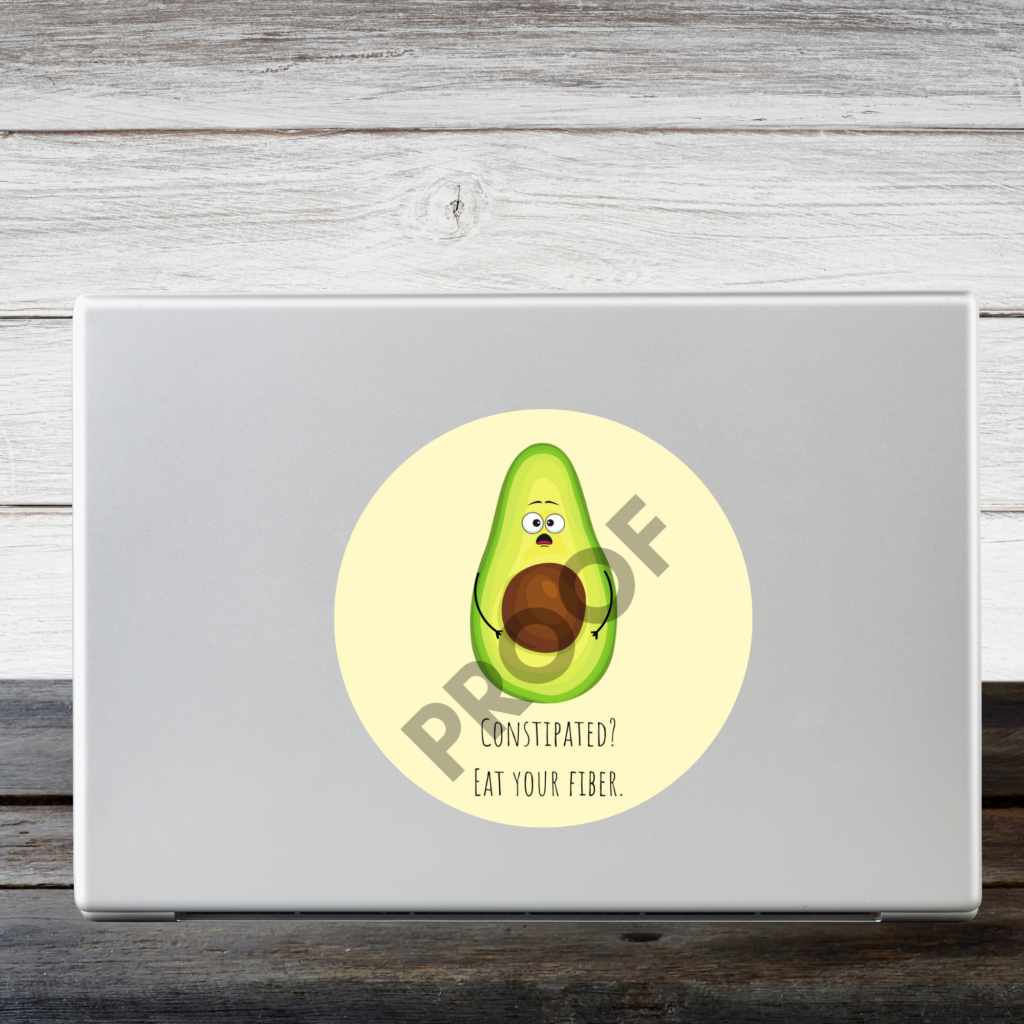 Free Constipated Avocado Circle Sticker Well Resourced Dietitian