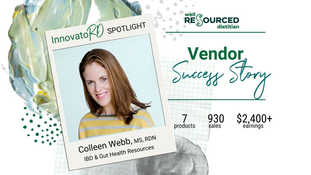 Photo of Colleen Webb, a successful vendor shown alongside her store sales statistics.