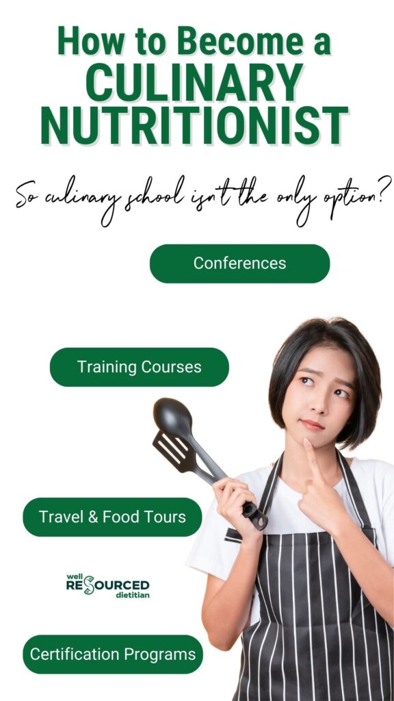 woman holding kitchen utensils with a pondering glaze directed at alternatives to culinary school