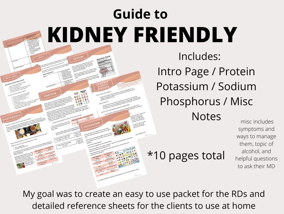 Kidney/Renal Nutrition Packet - Well Resourced Dietitian