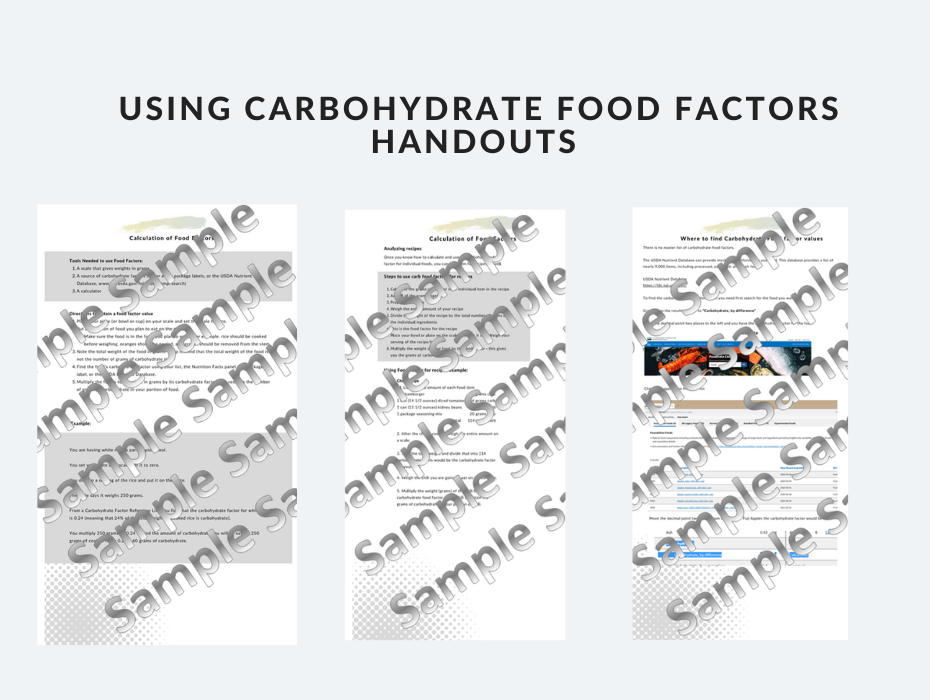 Using Carbohydrate Food Factors Handouts Carbohydrate Counting Well