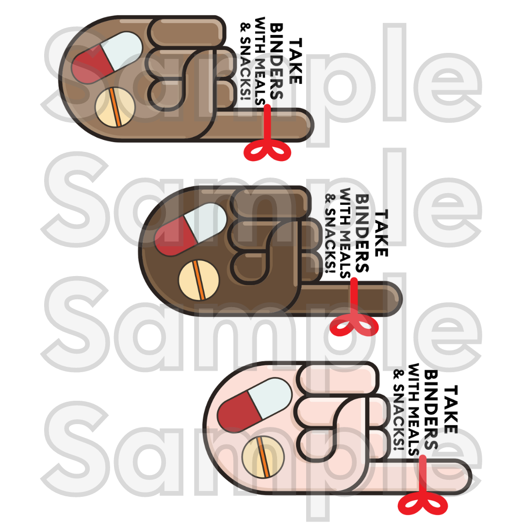 Phos Binder Reminder Sticker Dialysis Clinic & Kidney Patients