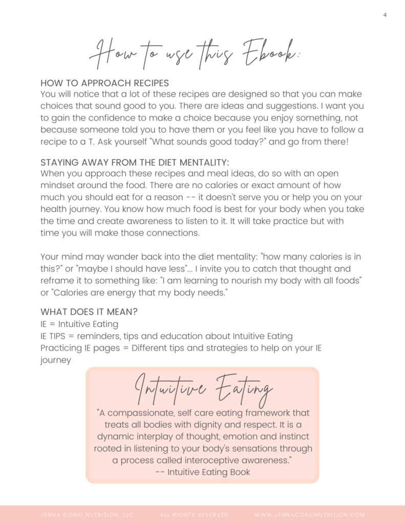 Intuitive Eating Recipe Ebook - Well Resourced Dietitian