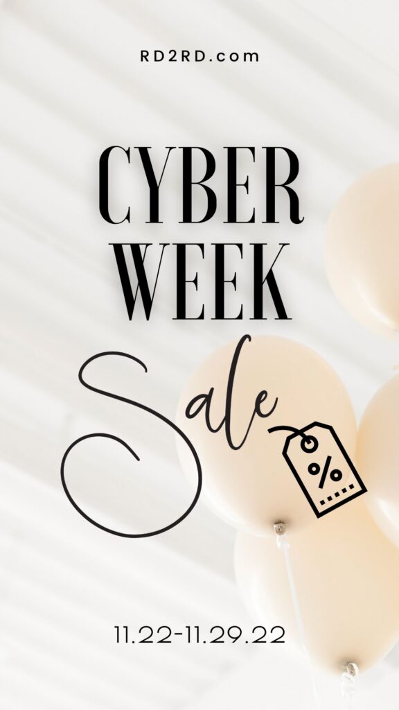 cyber week sale text on cream balloon background