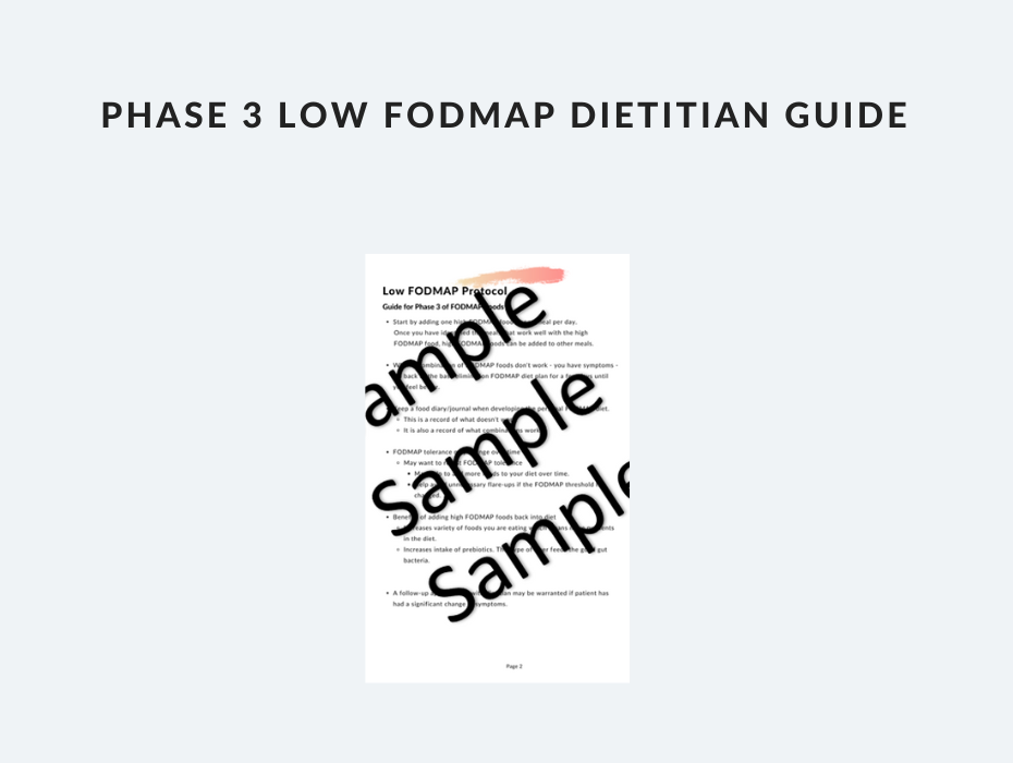 Phase 3 Low FODMAP Dietitian Guide Well Resourced Dietitian