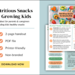 Page previews of Nutritious Snacks for Growing Kids.