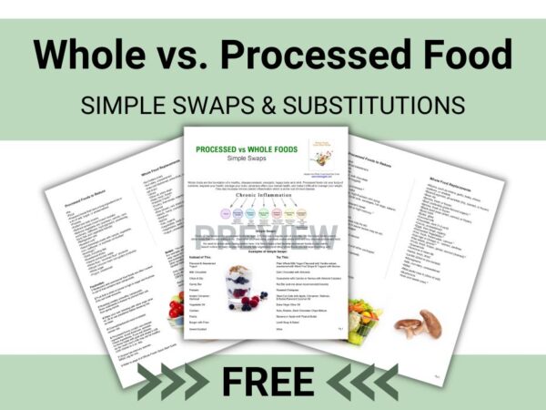 page preview of whole vs processed foods swaps and subsitutions
