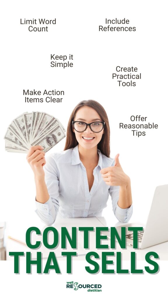 key elements of content that sells include simplicity, limiting word count and optimizing visuals