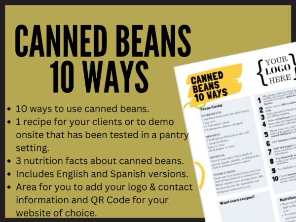 Content preview of handout on 10 Ways to Use Canned Beans.