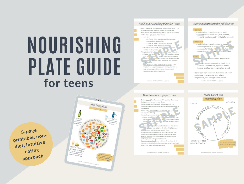 Content preview Nourishing Plate Guide for Teens.