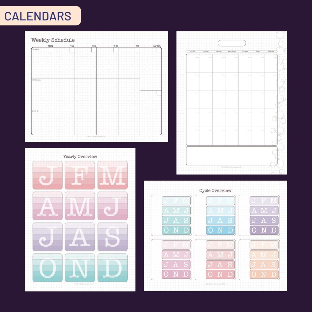 The Kerrminator LLC Continuing Education Planner - Calendar Sheets