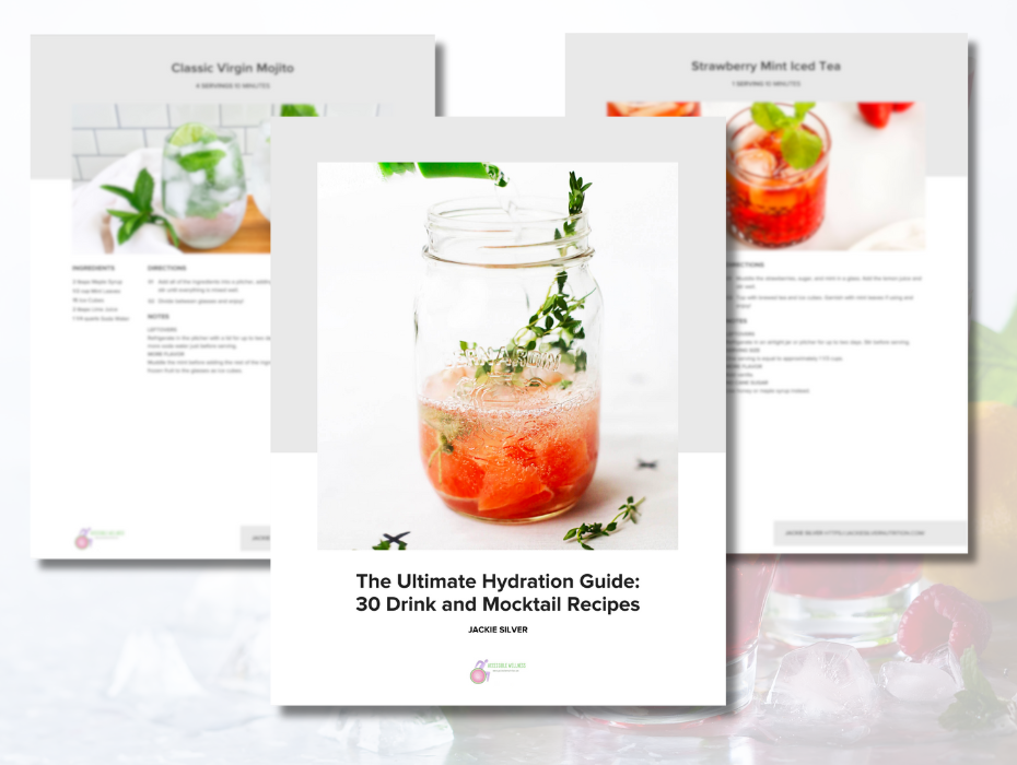Page previews from The Ultimate Hydration Guide mocktail recipe book.