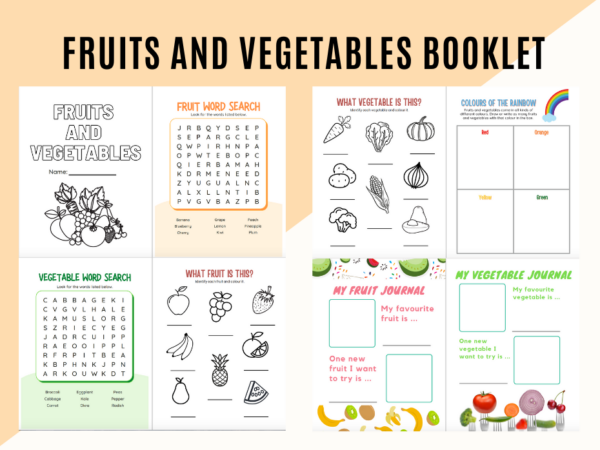 Content preview of Fruits and Vegetable Activity Booklet.