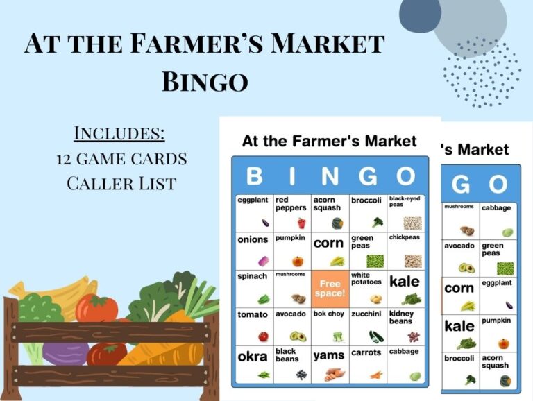 At the Farmer’s Market Bingo | Well Resourced Dietitian