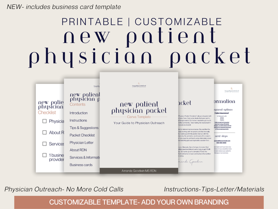 New Patient Physician Packet | Canva Template | Well Resourced Dietitian