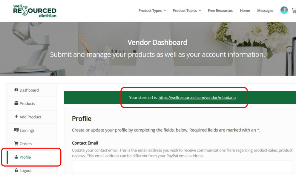 Profile Opening In Store Customizing Your Store and Vendor Profile - Well Resourced Dietitian