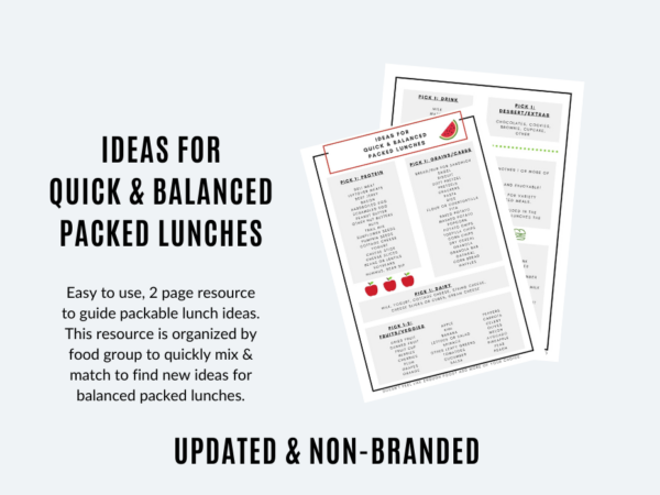 Page preview of Ideas for Quick and Balanced Packed Lunches.