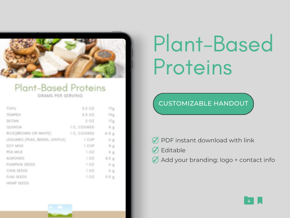 PlantBased Proteins Handout Customizable Template Well Resourced