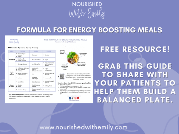 Page preview for Energy Boosting Meals handout.