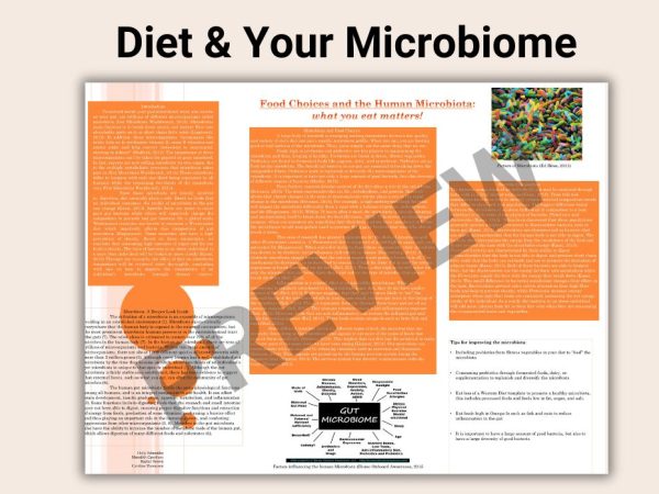 Content preview of 1 page summary of diet and your microbiome.