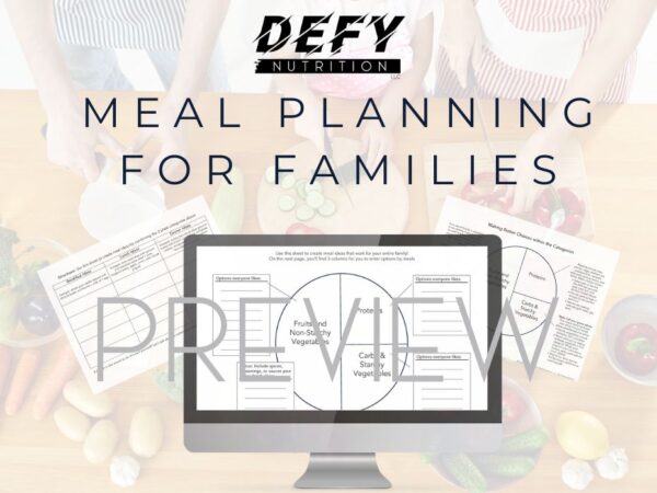 preview of three pages of meal planning for families
