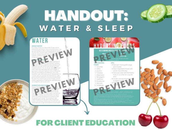 Page preview of Water and Sleep handout.
