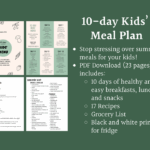 Page previews of 10 Day Kids Summer Meal Plan