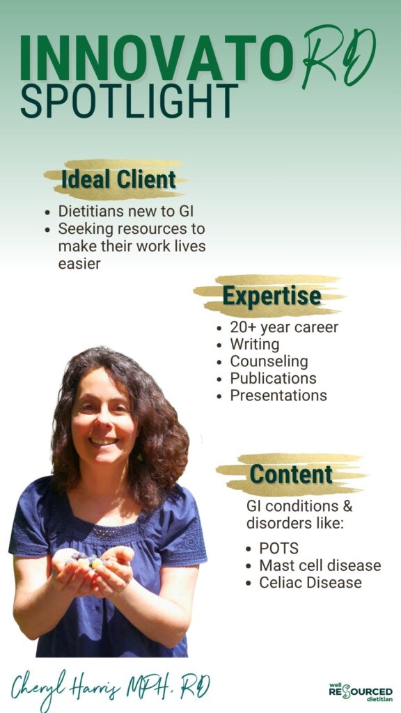 Well Resourced vendor Cheryl Harris smiles while holding her hands clasped in front of her. The words "expertise", "content" are shown as overlay.