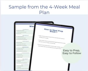 4-week high-protein meal plan preview with sample pages and meal prep guide