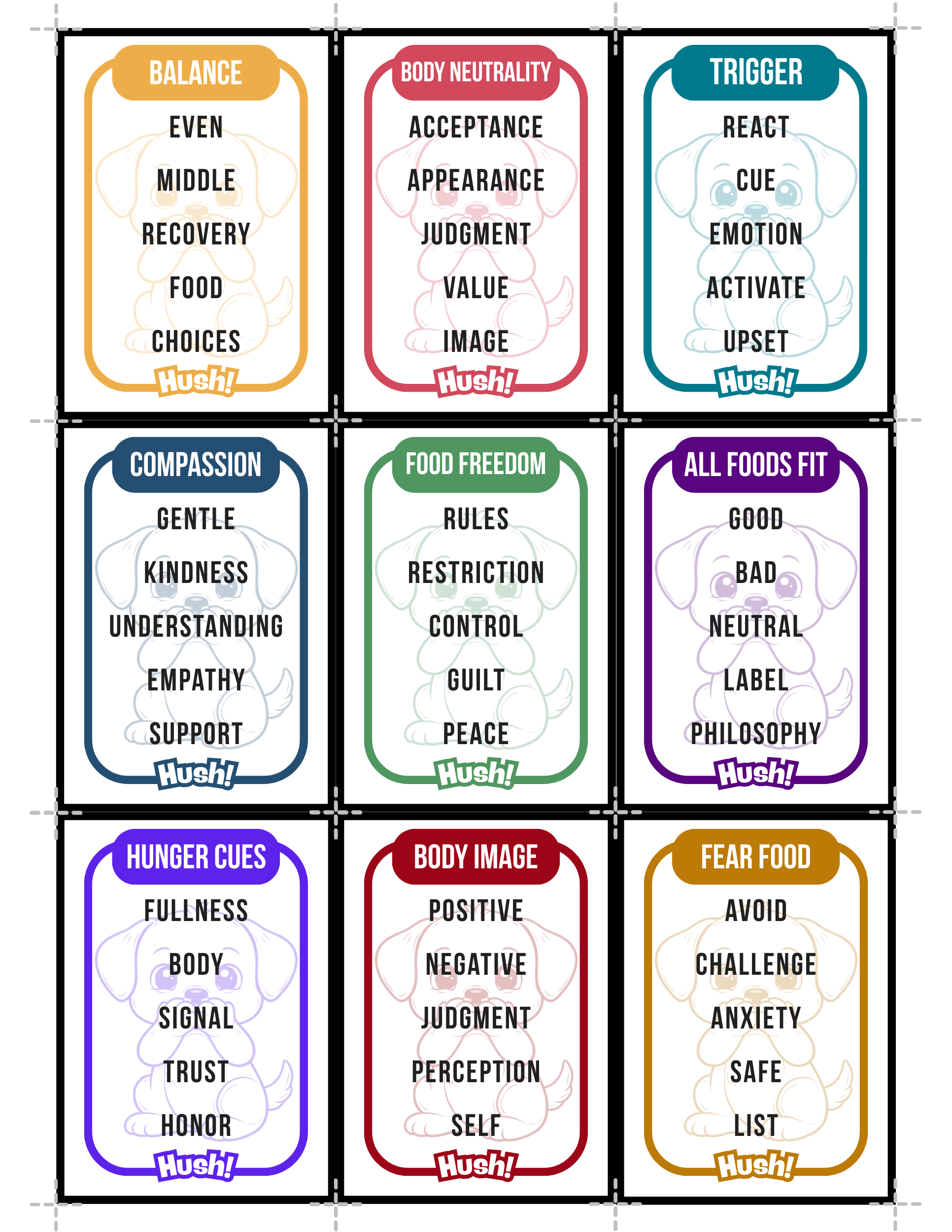 Recovery Pictionary Word List.pdf Hush, Puppies!: Nutrition & Eating Disorder Recovery Word Guessing Game ...