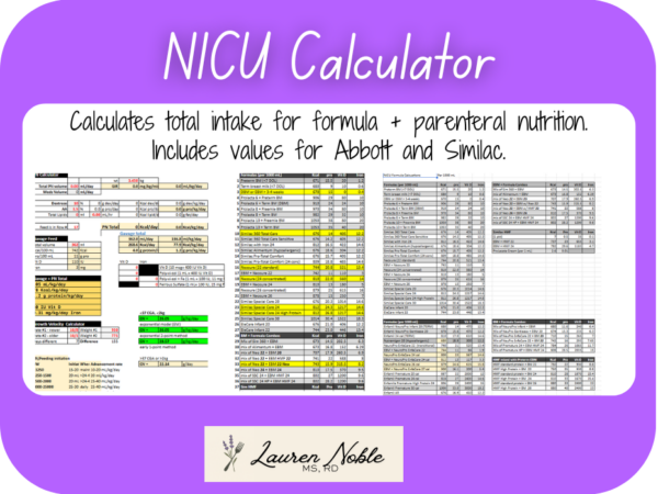 Examples of NICU Calculator spreadsheet included