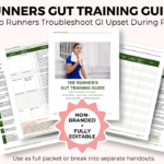 A mockup of a gut training guide for runners with text that says help runners troubleshoot GI upset on runs.