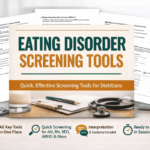 Eating disorder screening tools preview for dietitians showing sample questionnaires and key features.