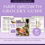 Featured image for a hair growth grocery guide for women experiencing hair loss with meal ideas, grocery staples, and nutrition education