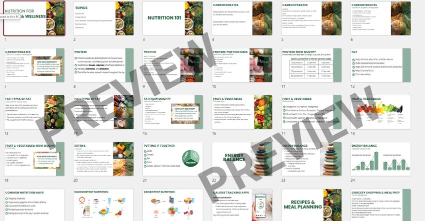 Content previews of Health and Wellness Slide dec,k.